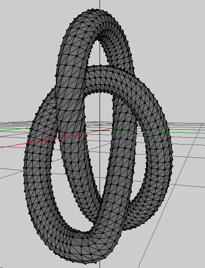 A tube that curves and twists. One of its loops passes through another loop.